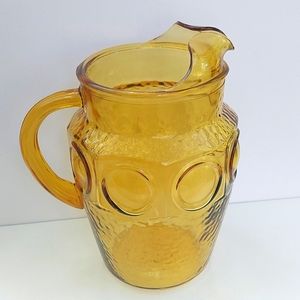 Vintage Anchor Hocking Yellow Amber Glass Water Ice Tea Pitcher
